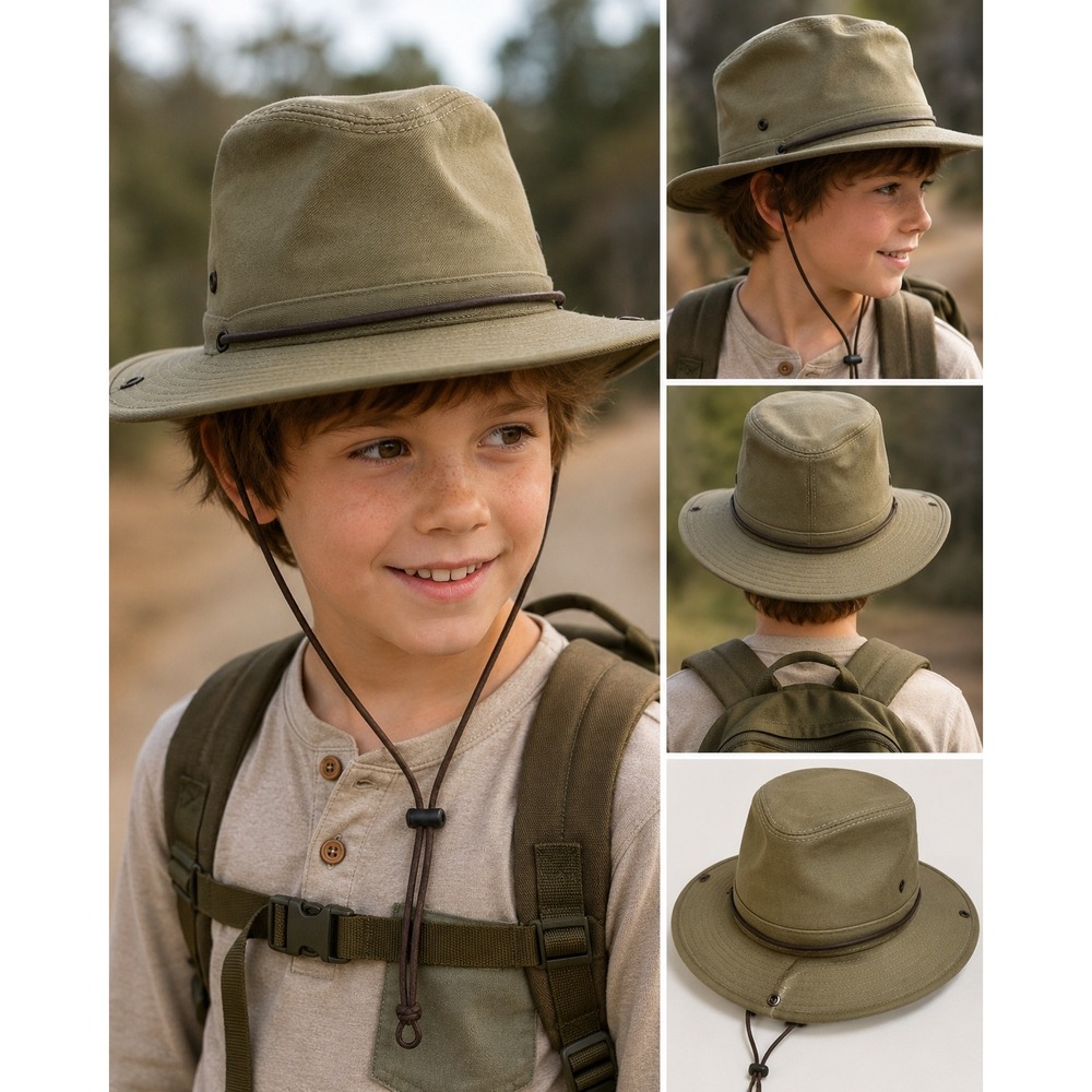 Henschel Hat Co Kids Safari Outback Hat Khaki Child Medium USA Made Cotton